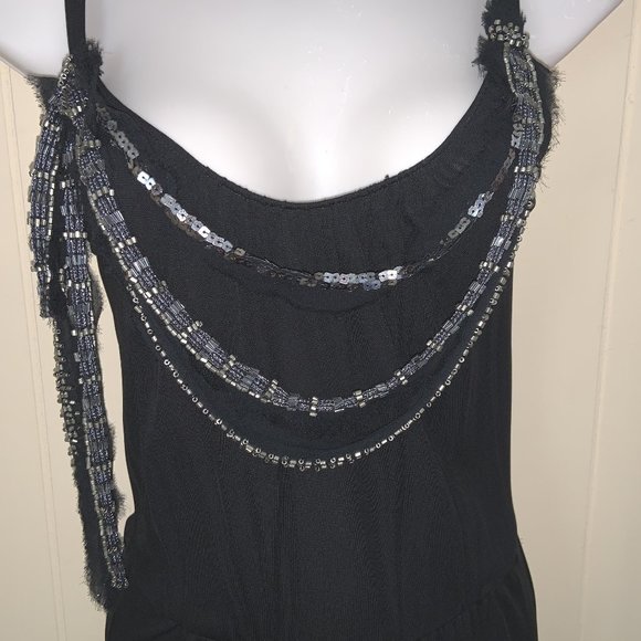 REBECCA TAYLOR Black Sequins & Beads Embellished Cocktail Dress Size 0 - Picture 1 of 9